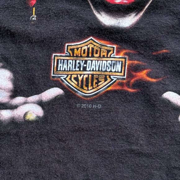 Y2K Harley Davidson Jester Flaming Flames Sleeves Faded Black Sz L - Picture 4 of 8